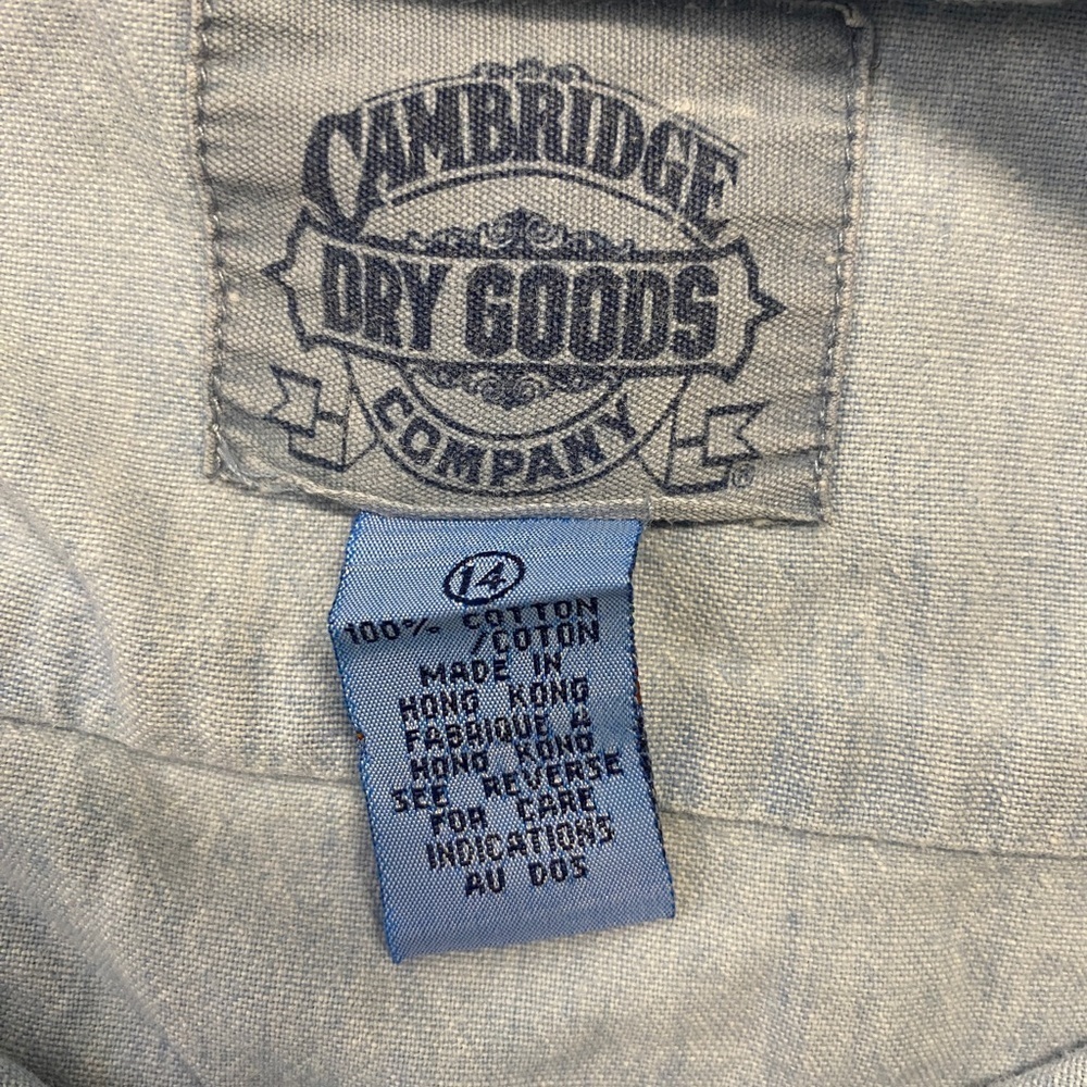 Cambridge Cultural Patch Embroidered Button Up Shirt (Size: 14, Color: Blue) - Picture 3 of 3